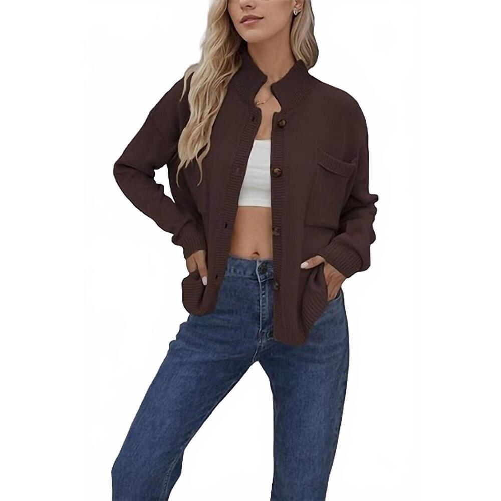 NEW DIPPED SHOP sandy collared cardigan in coffee